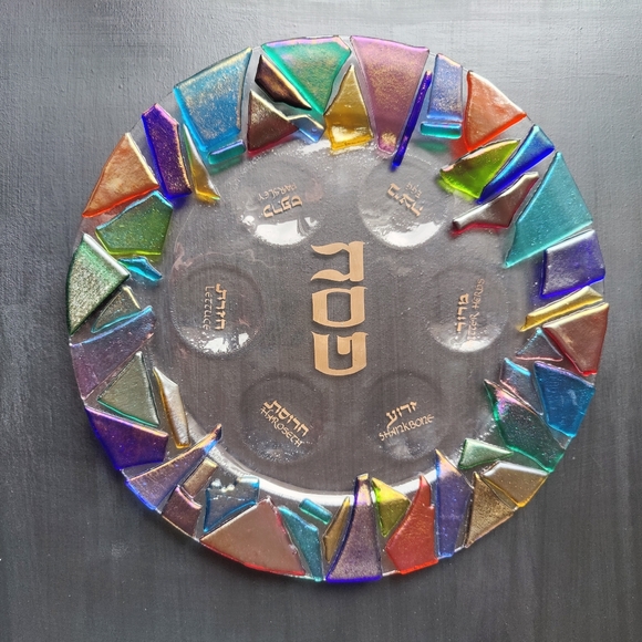 Fused Glass | Seder / Passover 13" platter - Picture 14 of 14